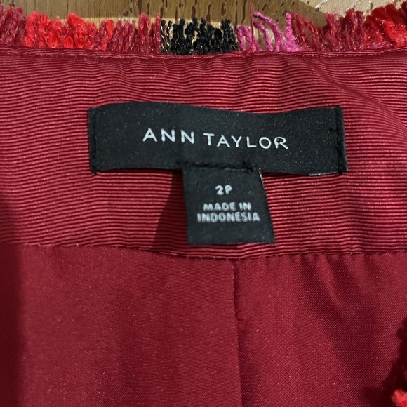 ANN TAYLOR Women’s Pink Multi Long Cardigan Jacket in Houndstooth Tweed Sz-2P - Picture 8 of 12